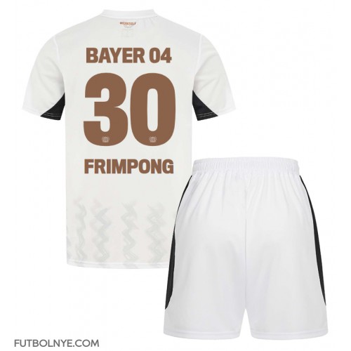 Camiseta Bayer Leverkusen Jeremie Frimpong #30 Visitante Equipación para niños 2024-25 manga corta (+ pantalones cortos)